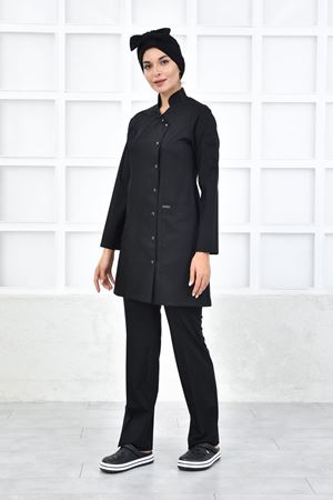 Kravaze Model Likralı Viskon Kadın Tesettür Takım Siyah