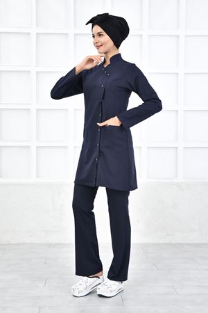 Kravaze Model Likralı Viskon Kadın  Takım Lacivert