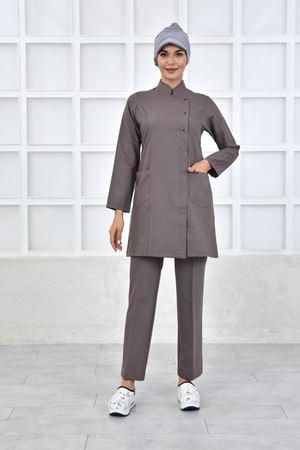 Kare Kravaze Model Likralı Viskon Kadın  Takım Koyu Bey