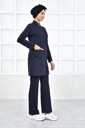 Kravaze Model Likralı Viskon Kadın  Takım Lacivert