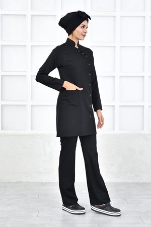 Kravaze Model Likralı Viskon Kadın Tesettür Takım Siyah