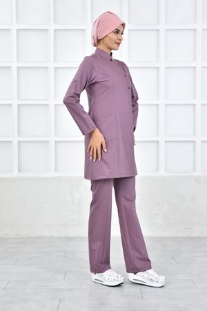 Kare Kravaze Model Likralı Viskon Kadın  Takım Leylak