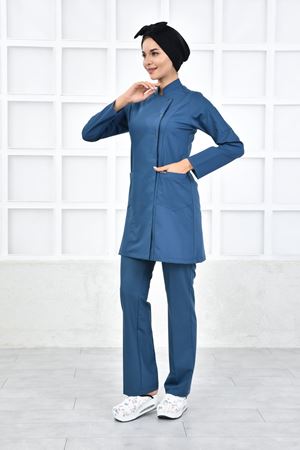 Kare Kravaze Model Likralı Viskon Kadın  Takım Petrol Yeşili