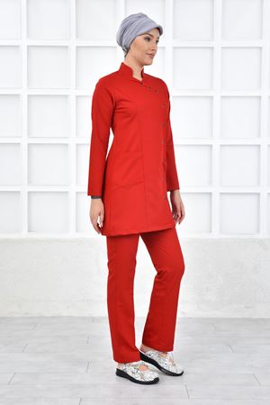 Kravaze Model Likralı Viskon Kadın  Takım Koyu Kırmızı