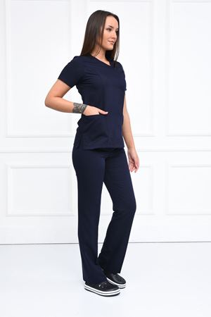 Lastikli Model Likralı Viskon Kadın  Takım Lacivert