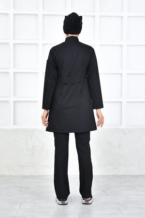 Kravaze Model Likralı Viskon Kadın Tesettür Takım Siyah