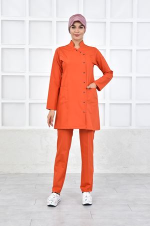Kravaze Model Likralı Viskon Kadın  Takım Koyu Turuncu