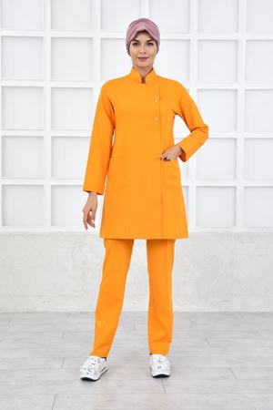 Kare Kravaze Model Likralı Viskon Kadın  Takım Turuncu