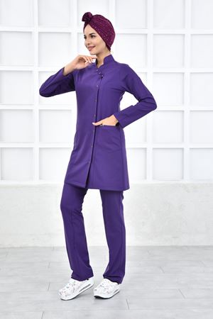 Kravaze Model Likralı Viskon Kadın  Takım Mor
