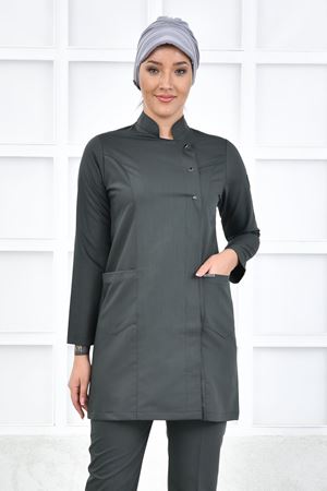 Kare Kravaze Model Likralı Viskon Kadın  Tek Üst Haki