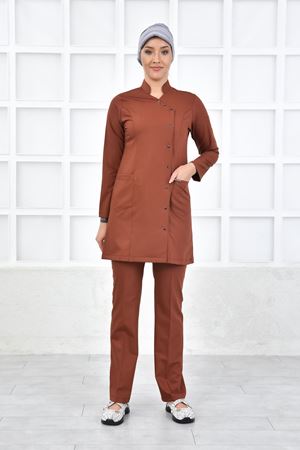 Kravaze Model Likralı Viskon Kadın Tesettür Takım Kiremit