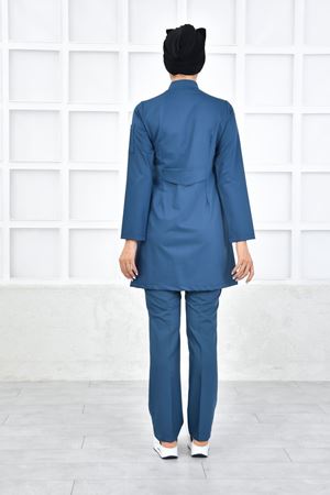 Kare Kravaze Model Likralı Viskon Kadın  Takım Petrol Yeşili