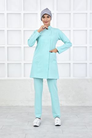 Kare Kravaze Model Likralı Viskon Kadın  Takım Su Yeşili