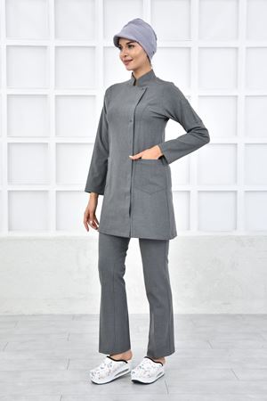 Kare Kravaze Model Santana Kadın  Tek Üst Orta Gri