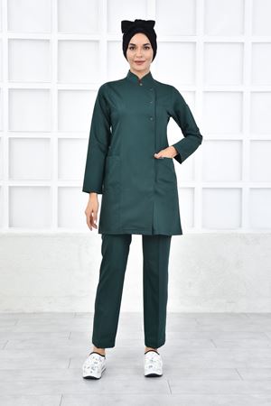 Kare Kravaze Model Likralı Viskon Kadın  Takım Zümrüt Yeşili