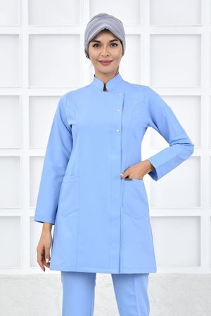 Kare Kravaze Model Likralı Viskon Kadın  Tek Üst Mavi