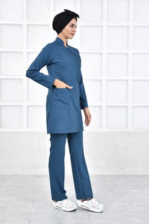 Kravaze Model Likralı Viskon Kadın  Takım Petrol Yeşili