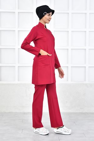 Kravaze Model Likralı Viskon Kadın  Takım Koyu Fuşya