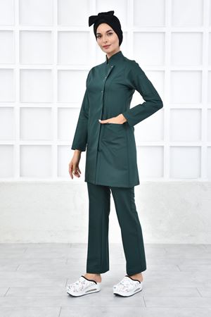 Kare Kravaze Model Likralı Viskon Kadın  Takım Zümrüt Yeşili
