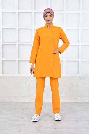 Kravaze Model Likralı Viskon Kadın  Takım Açık Turuncu