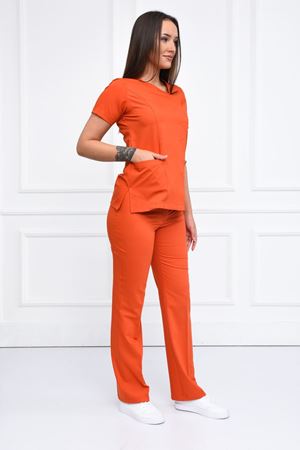White Model Likralı Viskon Kadın  Takım Koyu Turuncu