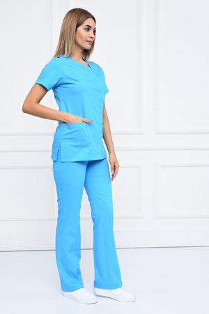 White Model Likralı Viskon Kadın  Takım Turkuaz