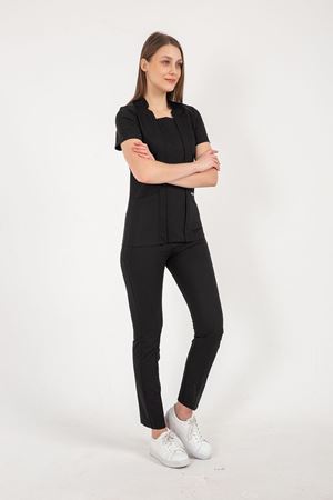 Square Collor Model Likralı Viskon Kadın  Takım Siyah