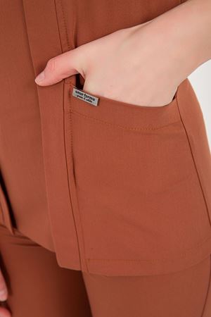 Square Collor Model Likralı Viskon Kadın  Takım Kiremit