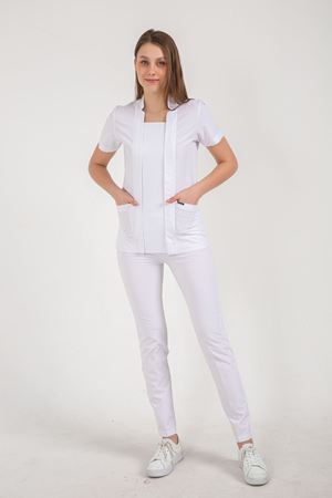 Square Collor Model Likralı Viskon Kadın  Takım Beyaz