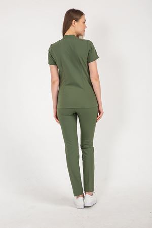 Square Collor Model Likralı Viskon Kadın  Takım Kına Yeşili