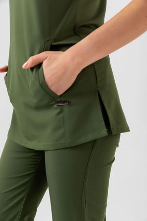 New Line Model Likralı Viskon Kadın  Takım Kına Yeşili