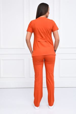 White Model Likralı Viskon Kadın  Takım Koyu Turuncu