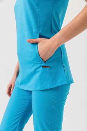 New Line Model Likralı Viskon Kadın  Takım Turkuaz Mavi