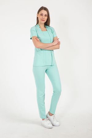 Square Collor Model Likralı Viskon Kadın  Takım Mint Yeşili