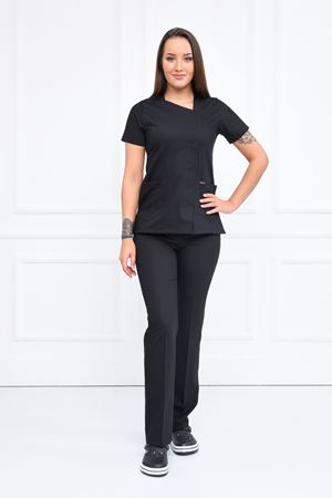 White Model Likralı Viskon Kadın  Takım Siyah