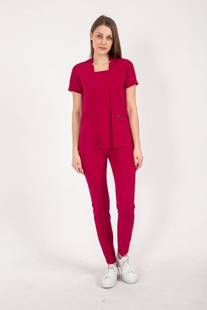 Square Collor Model Likralı Viskon Kadın  Takım Koyu Fuşya