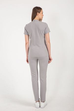 Square Collor Model Likralı Viskon Kadın  Tek Üst Bulut Gri