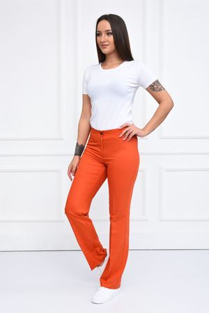 White Model Likralı Viskon Kadın  Takım Koyu Turuncu