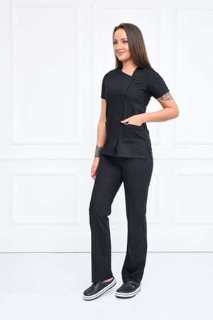 White Model Likralı Viskon Kadın  Takım Siyah