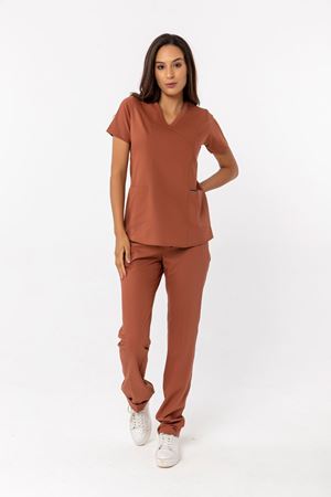 Viscose Comfort Model Likralı Viskon Kadın  Takım Kiremit