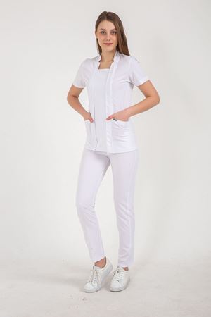 Square Collor Model Likralı Viskon Kadın  Takım Beyaz