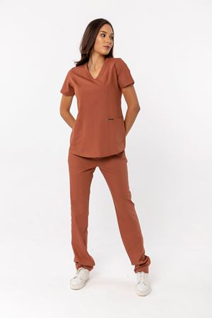 Viscose Comfort Model Likralı Viskon Kadın  Takım Kiremit