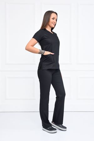 White Model Likralı Viskon Kadın  Takım Siyah