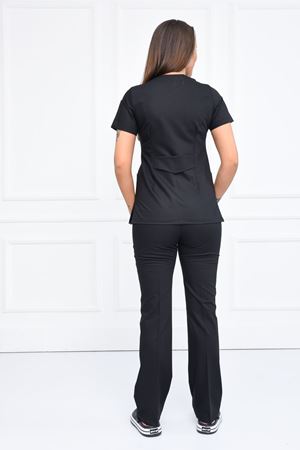 White Model Likralı Viskon Kadın  Takım Siyah