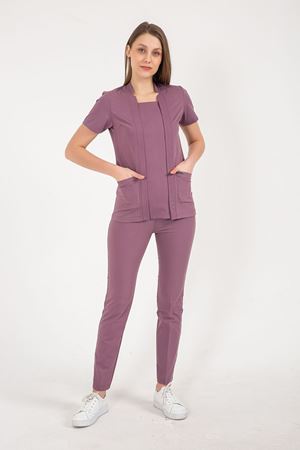 Square Collor Model Likralı Viskon Kadın  Tek Üst Leylak