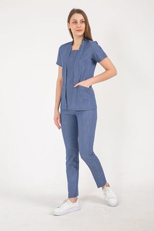 Square Collor Model Likralı Viskon Kadın  Takım Kot