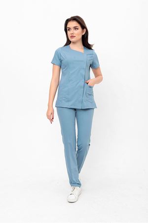 White Model Likralı Viskon Kadın  Takım Bulut Mavi