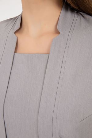 Square Collor Model Likralı Viskon Kadın  Takım Bulut Gri