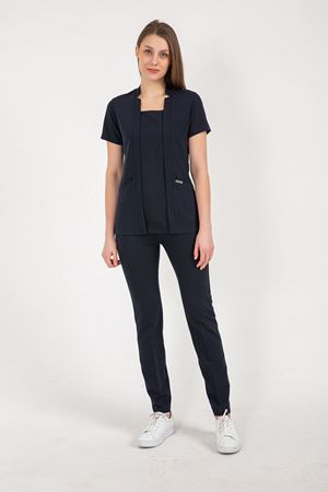 Square Collor Model Likralı Viskon Kadın  Takım Lacivert