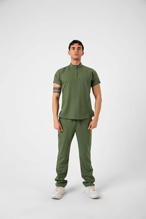 New Line Model Likralı Viskon Erkek  Takım Kına Yeşili